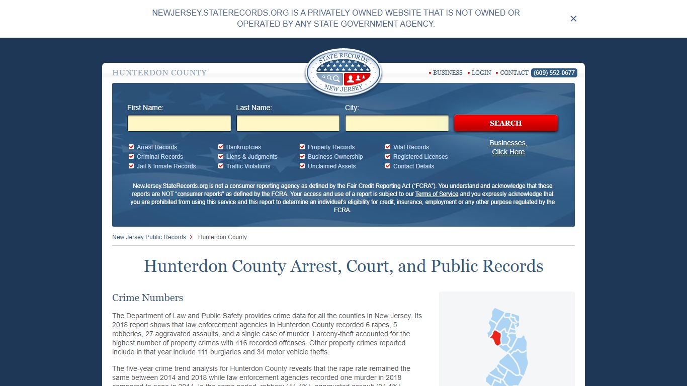 Hunterdon County Arrest, Court, and Public Records