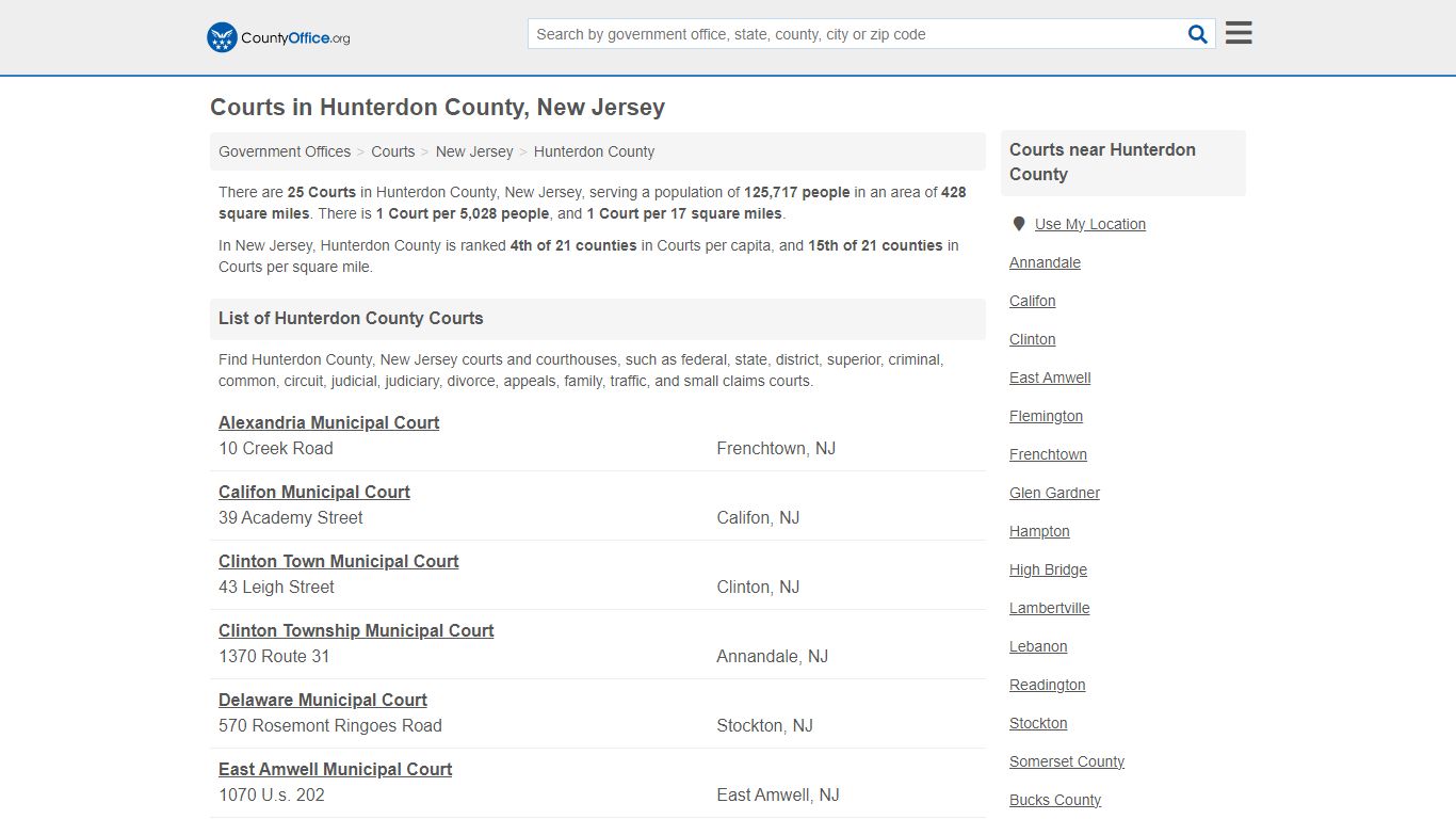 Courts - Hunterdon County, NJ (Court Records & Calendars)